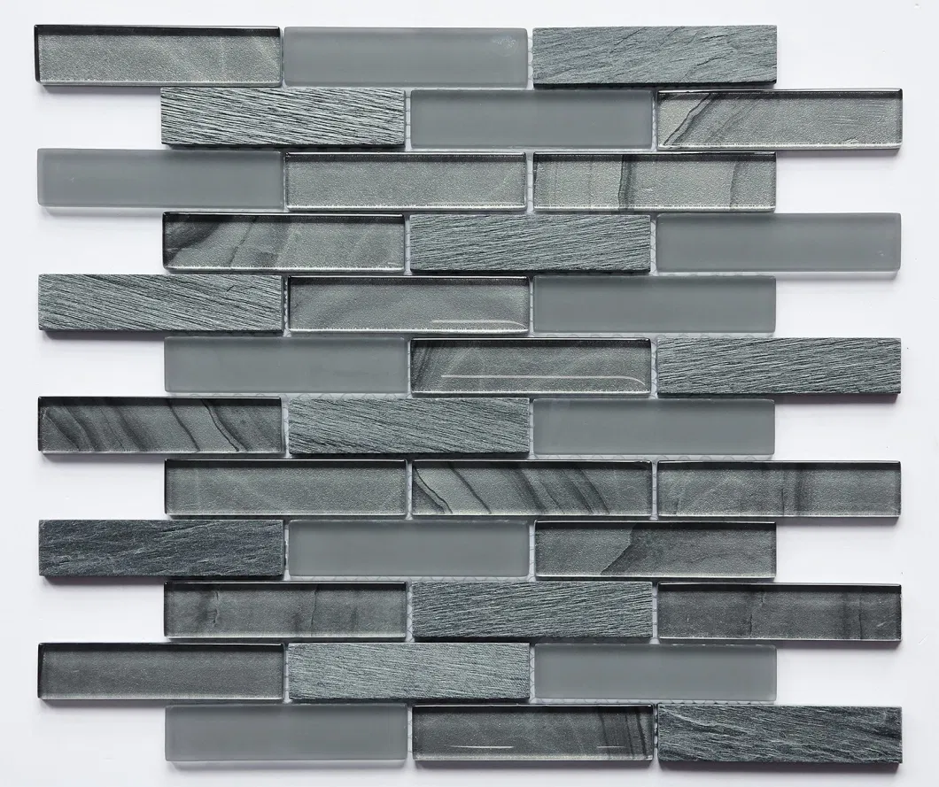New Design Dark Grey Metallic Glass Mosaic Marble Tile for Backsplash Wall Tile Sample Customization