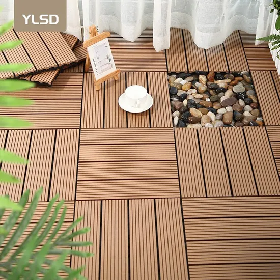 Wood Plastic Composite Grid Wood Flooring WPC Interlocking Deck Tile Outdoor Eco